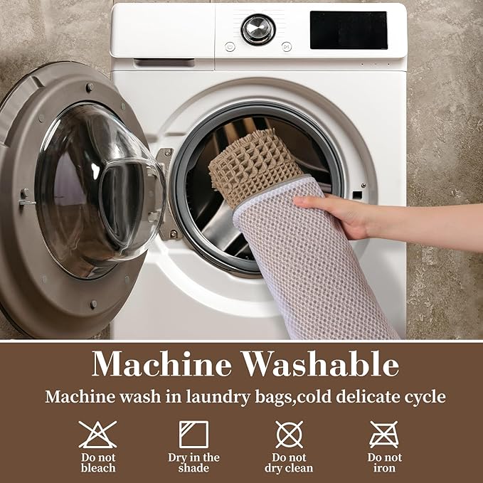 RESARE Waffle Bathroom Runner Rugs, Super Absorbent Bath Mat Non Slip Washable Quick Dry, Upgraded Ultra Soft Boho Bath Rugs with Tassels for Hallway Bedroom Laundry Room, 20"x32" Brown