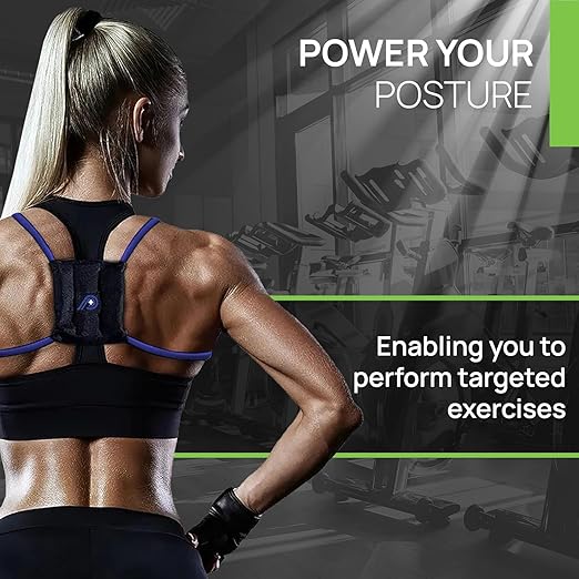 PRIMEKINETIX PostureMedic Posture Corrector for Men & Women - Back Brace for Hunchback Kyphosis Tech Neck - Dynamic Resistance Training Strengthens Back Muscles - Doctor Recommended - Green - Medium