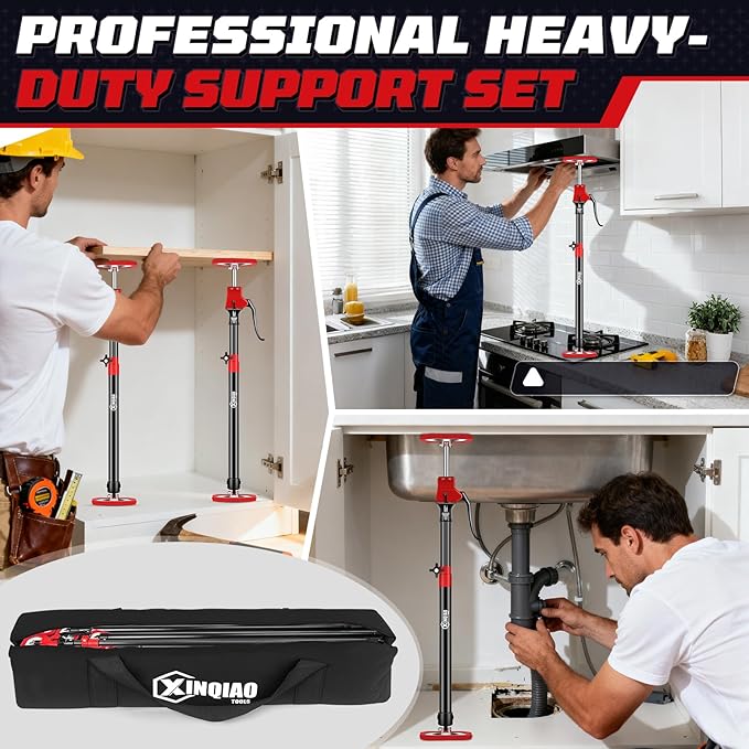 XINQIAO Cabinet Jacks for Installing Cabinets, Heavy Duty Third Hand Tools Adjustable Support Pole from 23.6 IN to 45.3 IN, 2 PCS