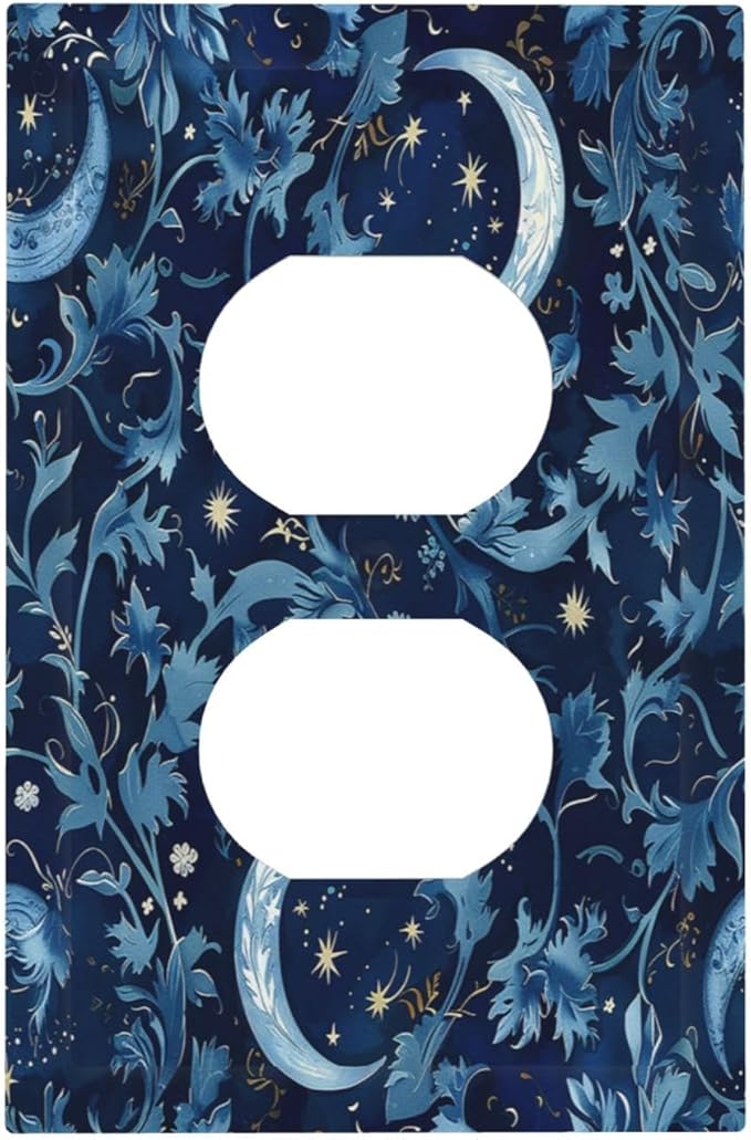 Outlet Covers Vintage Moon And Flowers Decor Floral William Morris 1 Gang Duplex Wall Plate Decorative Switch Plates Electrical Receptacle Faceplate Light Switch Cover for Bedroom Kids room