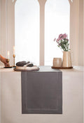 D'Moksha Homes Linen Charcoal Grey Table Runner 60 Inches - Classic Hemstitch, 100% Pure Linen Coffee Table Runner 14 x 60 Inch Ideal for Dresser Tables - Spring, Easter