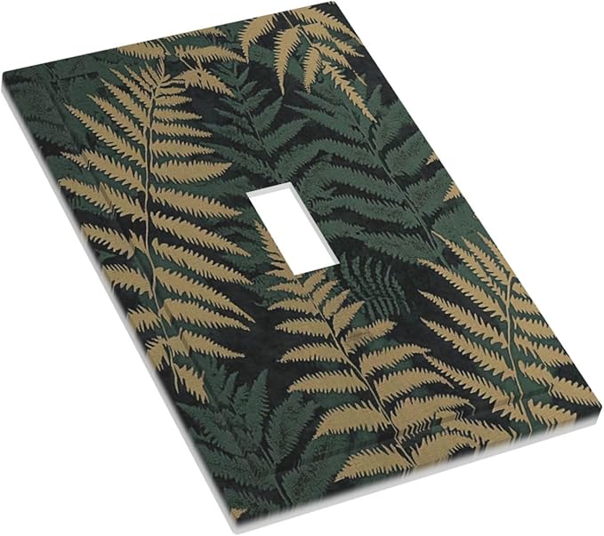 Decorative Light Switch Cover Botanical Fern Green Leaf Forest 1 Gang Single Toggle Device Electrical Faceplate Switchplates Decorator Outlet Wall Plate For Bed Room Home Decor