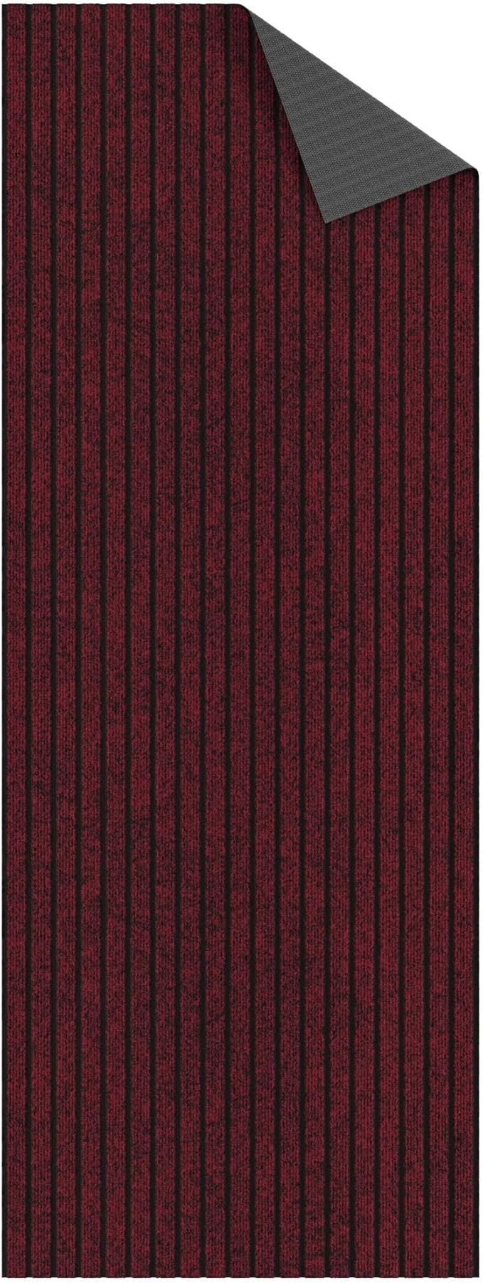 Ottomanson 2' x 14' Hallway Runner with Scraper Pile - Extra Durable Non-Slip Rug Mat for Indoor & Outdoor Use - Ideal for Kitchen, Entryway, Patio & Garage - High-Traffic Carpet, Red