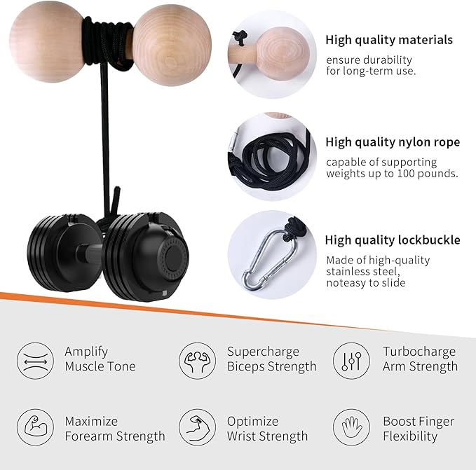 Wooden Wrist Roller and Forearm Strengthener,Grip Strength Trainer,Arm Blaster Exerciser,Strength Trainer For Fingers and Wrist.