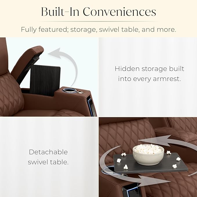 Seatcraft Apex Zero-Gravity CoolZero Italian Leather Home Theater Seating, Powered Headrest, Powered Lumbar, Powered Recline, Single Recliner, Tobacco