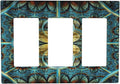 Light Switch Cover Boho Fractal Mandala 3 Gang Wall Plate Triple Light Switch Plate Bohemia Rocker GFCI Outlet Covers Decorative Receptacle Cover for Bathroom Bedroom Decor