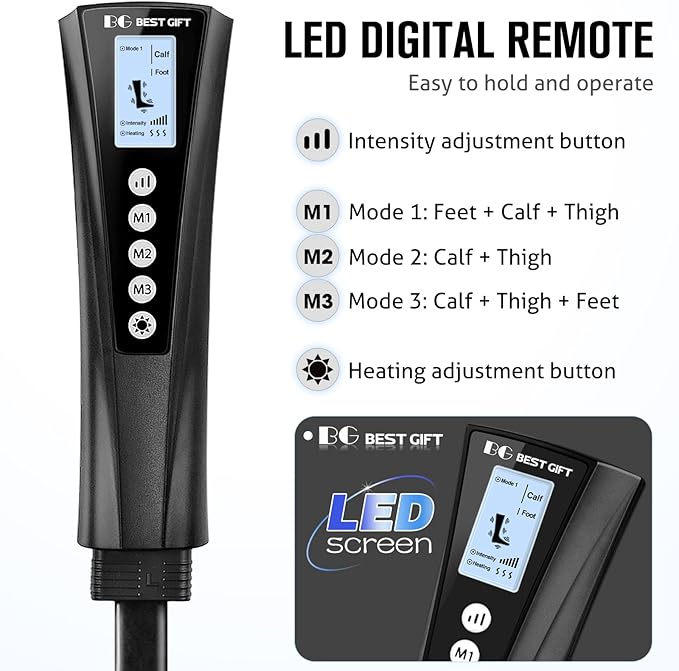 Gifts for Mom, Dad, Men, Women & Loved Ones – Air Compression Leg Massager with Heat – Ideal for Christmas, Mother Day & Father Day – Relieves Muscle Fatigue for Feet, Legs, Calves, Thighs, and Knees