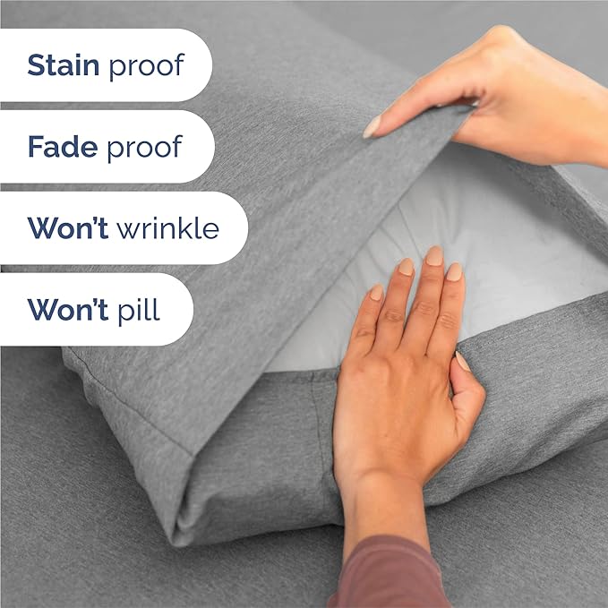 Split King 7 Piece Sheet Set - Cooling & Breathable Bed Sheets - Hotel Luxury Bed Sheets for Women, Men, Kids & Teens - Deep Pockets - Easy Fit - Soft & Wrinkle Free - Split King Heathered Grey Sheets