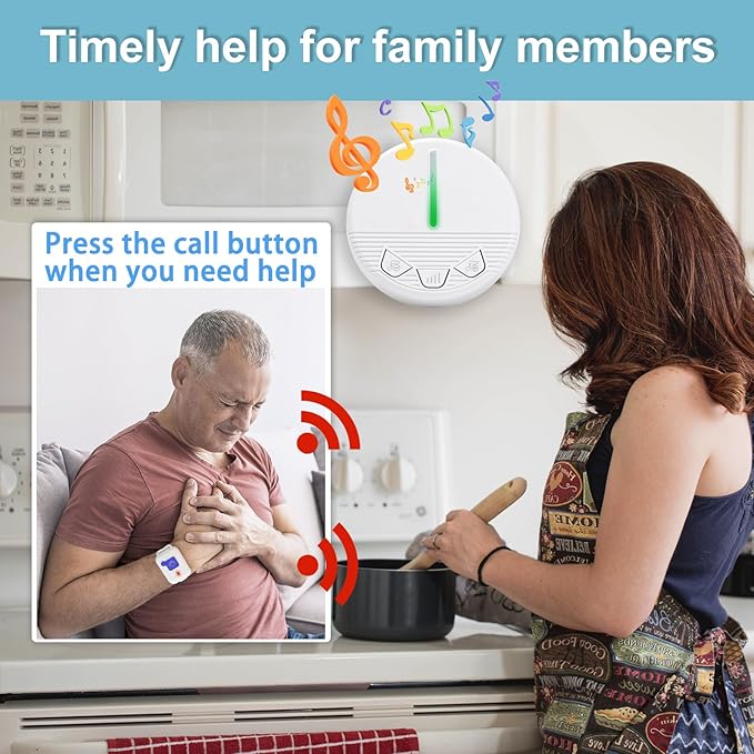 Alert Button for Elderly Wireless Caregiver Pager Life Emergency Nurse Alert System Seniors Patients at Home - 1 Plugin Receiver, 2 Watch Caregiver Call Button Alarm