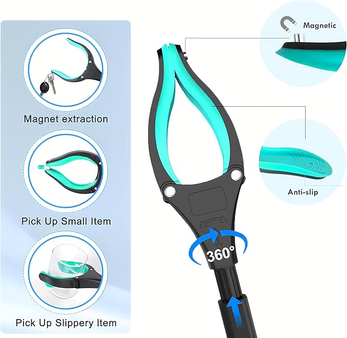 Grabber Reacher Tool - Foldable Gripper and Reaching Tool - Heavy Duty Pick Up Stick Grabbers for Seniors, Trash, Surgery Recovery Must Haves Gifts, 32” Picker Upper Grabber (Green)