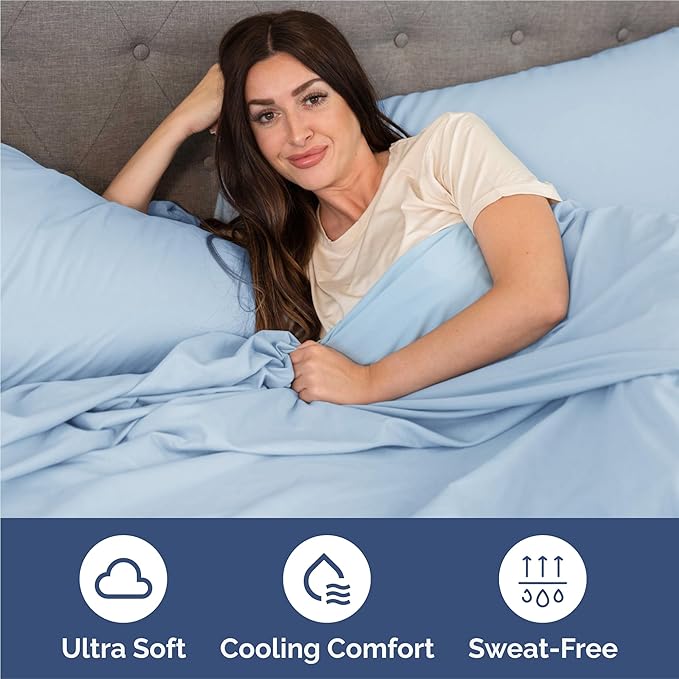 King 6 Piece Sheet Set - Cooling & Breathable Bed Sheets - Hotel Luxury Bed Sheets for Women, Men, Kids & Teens - Bedding with Deep Pockets & Easy Fit - Soft and Wrinkle Free - King Light Blue Sheets