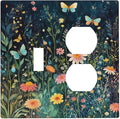 Wallplates Boho Vintage Floral Flower Butterfly 1 Toggle 1 Duplex Switch Plate Electrical GFCI Faceplate Decorative Light Switch Covers for Bedroom Home Decor