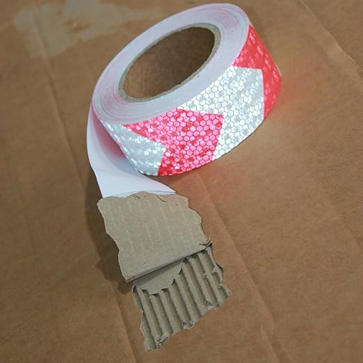 Red and White Reflective Tape 2 inch X 166 feet, Outdoor Waterproof Hazard Conspicuity Warning Industrial Marking Tape