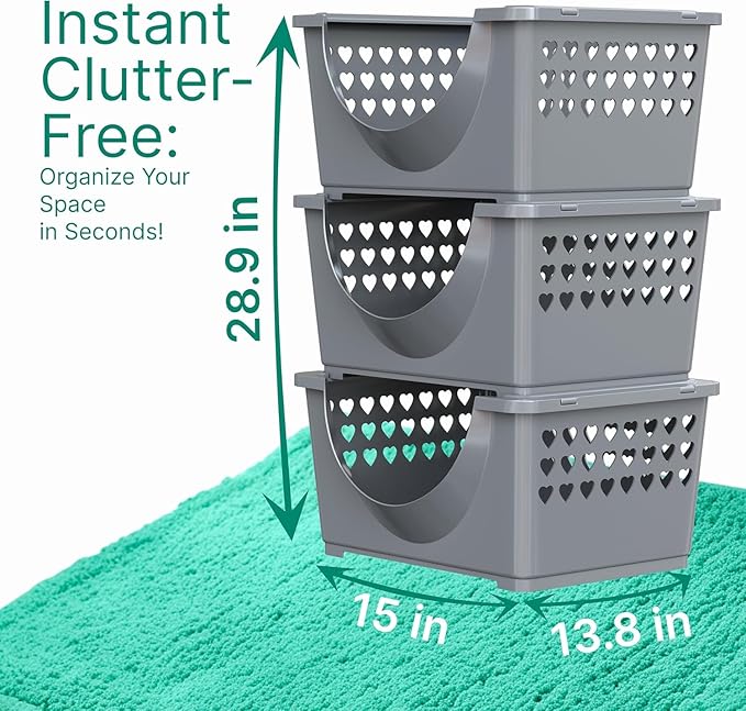 TidyFriend 3 in 1 Home Organization Kit – Stackable Storage Bins, Laundry Detergent Stand & Refrigerator Egg Drawer, Perfect Holiday Gift for Moms, Homemakers & Home Organization Lovers