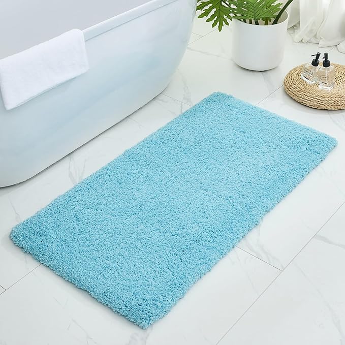 Bathroom Rugs 59x24, Ultra Thick Shaggy Soft Microfiber Absorbent Bath Rug, High Density Foam Latex Non Slip Backing, Machine Washable Bath Mats for Bathroom Floor & Sink, Teal