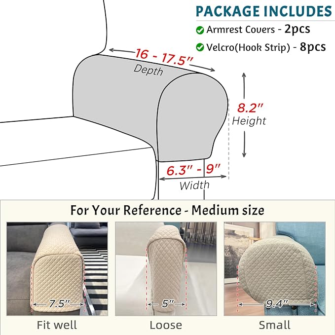 Roytub Couch Arm Covers, Sofa Arm Covers, Stretch Armrest Cover for Sofas, Armchair, Loveseat, Recliner, Sofa armrest Cover, Arm Chair Covers Set of 2 (Medium, Chocolate)