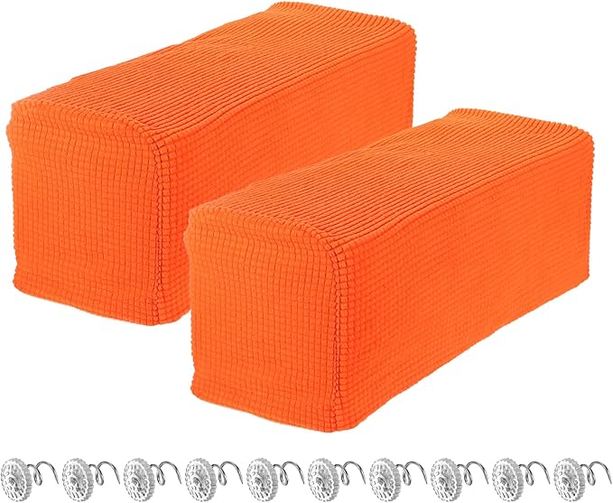 uxcell 2pcs Stretch Armrest Covers for Chairs/Sofas, Couch Arm Covers with Twist Pin, Furniture Protector Slipcovers Orange
