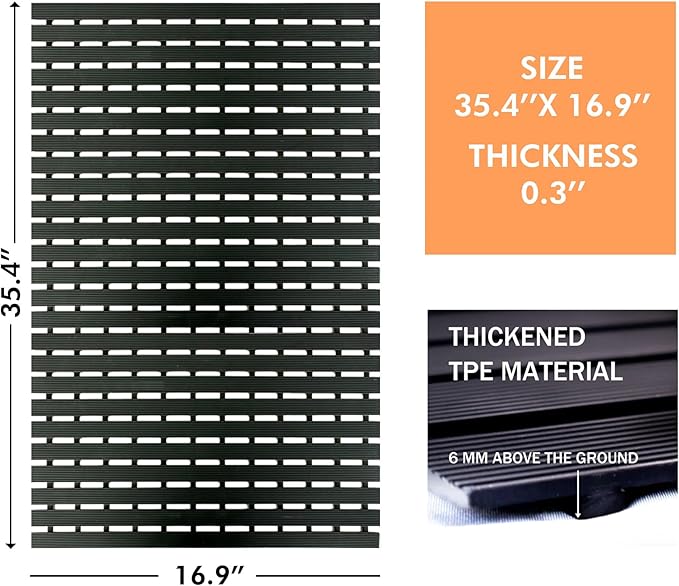 Large Shower Mat Without Suction Cups(35.4"*16.9"),Heavy Duty Bathtub Mat for Elderly,Non Slip Shower Mats for Inside Shower, Rubber Shower Floor Mat for Outside