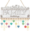 KAlRNE Family Birthday Reminder Board,Decorative Botanical Birthday Tracker Plaque,Anniversary Reminder with 100 Wood Tags,DIY Calendar Plaque Flowers Sign Gift for Family Grandma Mother Day