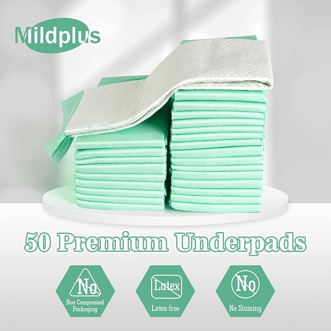 Disposable Bed Pads 30“x36”, 50 Count Extra Large Underpads , Heavy Duty Absorbent Bed Pads for Adult Incontinence, Senior Care, Kids & Puppy Training Pads (No Adhesive)
