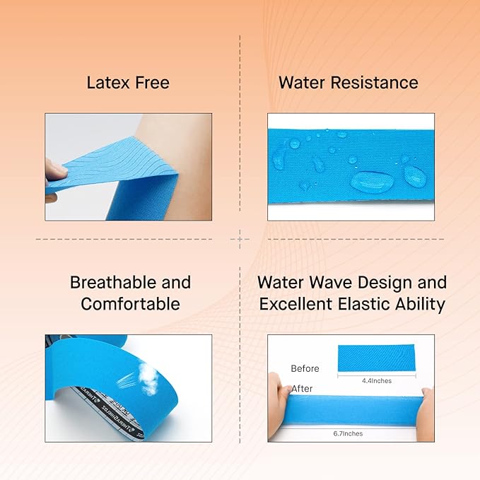 OK TAPE Kinesiology Tape, Regular Original Cotton Elastic Athletic Tape for Support and Recovery, Sports Tape Therapeutic Pain Relief, 2in×16.4ft Uncut Roll - Light Blue