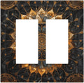 Cool Colorful Mandal Flowers Boho Floral Decorative Outlet Covers 2 Gang Double GFCI Rocker Electrical Wall Panels Light Switch Cover Plate for Bed Room Living Room Decor