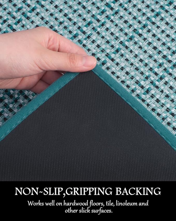 PADOOR Kitchen Mats for Floor, Kitchen Rugs Non Slip Washable, Rubber Backed Kitchen Runner Super Absorbent Kitchen Floor Mat Sink Rug, 20"x47" Teal