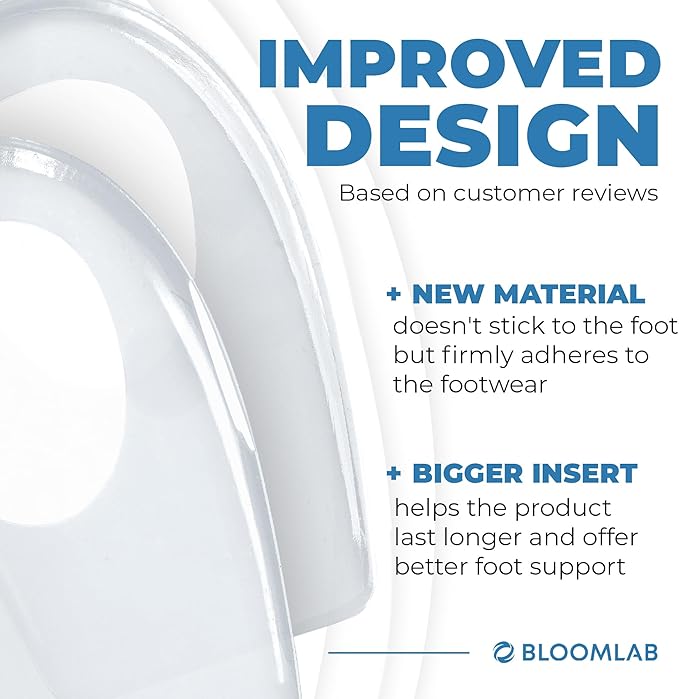 Gel Silicone Heel Cups/Pads, 2 Pack, for Achilles Tendonitis, Shoe Wedge Inserts for Plantar Fasciitis, Bone Spur, Foot Pain Relief Support, Comfort Cushion Insoles for Women/Men