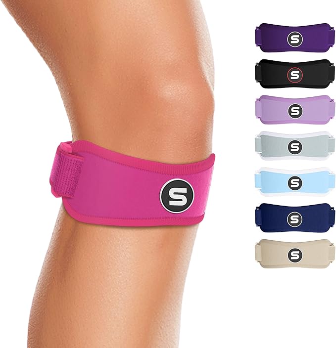 Sleeve Stars Swedish Brand Patellar Tendon Support Strap for Women & Men Effective Osgood Schlatter Knee Brace Youth & Kids Knee Brace with 3 Adjustable Length fits 12"-24" (Single/Hot Pink/Adult)