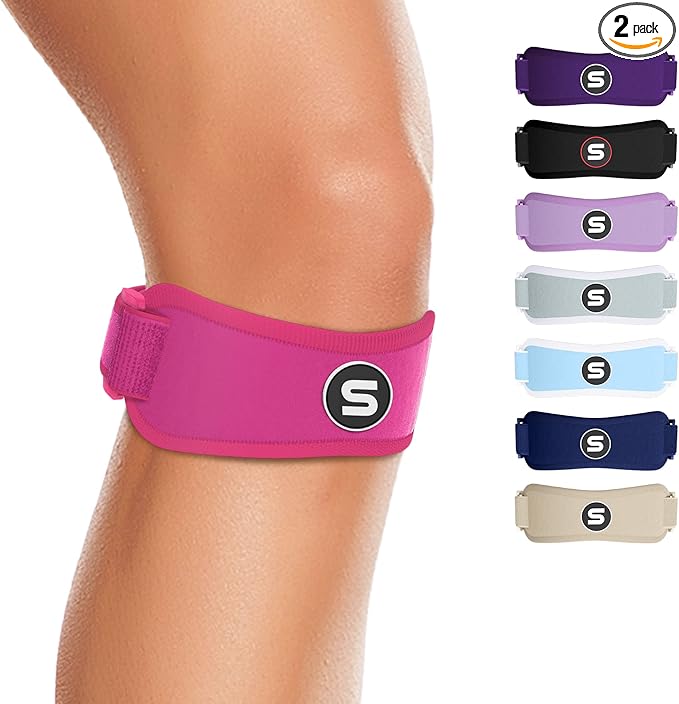 SLEEVE STARS Swedish Brand Patellar Tendon Support Strap for Women & Men Effective Osgood Schlatter Knee Brace Youth & Kids Knee Brace with 3 Adjustable Length fits 12"-24" (Pair/Hot Pink/Adult)