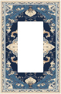 Decorative Outlet Covers Boho Beige Navy Blue Medallion 1 Gang Rocker Light Switch Cover Plate Single Gfci Light Switch Covers Wall Plate for Country Bathroom Bedroom Decor