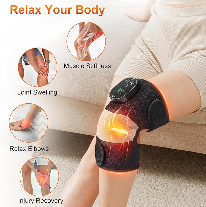 YUANBO Electric 3-in-1 Cordless Heated Massager with Heat for Knee Elbow Shoulder Wrap with 3 Vibration & Heating Modes (2 Pack)