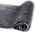 Walensee Non Slip Bath Mat (16 x 24, Dark Grey) - Soft Microfiber Shaggy Mat, Water Absorbent, Machine Washable, Thick Plush Shower Rug