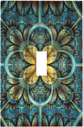 Light Switch Cover Boho Fractal Mandala 1 Gang Wall Plate Cover Bohemia Single Toggle Outlet Covers Decorative Switchplate Electrical Faceplate for Bathroom Bedroom Decor