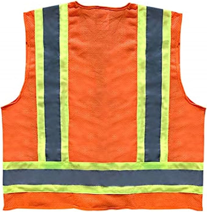 Premium High Visibility Surveyor Vest Solid Front Mesh Back, 10 Pack