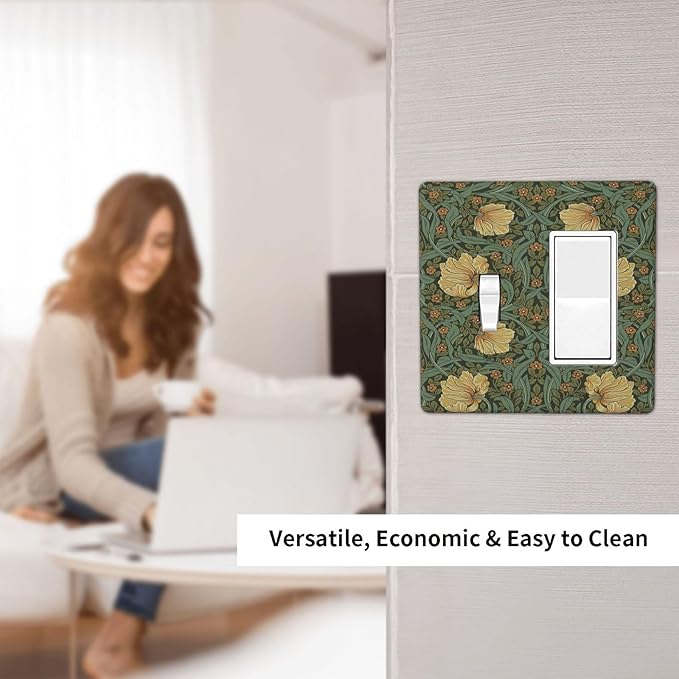 Outlet Covers William Morris Floral Vintage Flowers Pattern 1 Toggle 1 Rocker Combination Decorative Wall Plate Electrical Switch Plates Light Switch Cover Plate for Bedroom living Room Decor