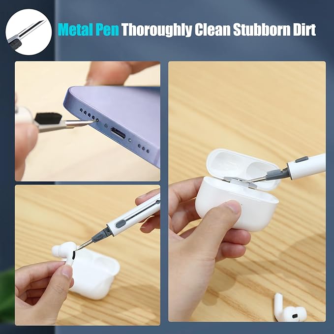 Cleaner Kit for Airpods, Earbuds Cleaning kit for Airpods Pro 1 2 3, Phone Cleaner kit with Brush for Bluetooth Earbuds Cleaner, Wireless Earphones,iPhone,Laptop, Camera (White2)