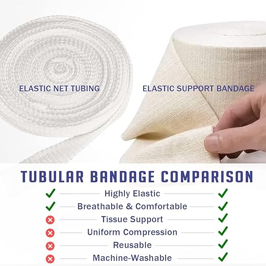 EVERLIT Elasticated Tubular Support Bandage | Stockinette Tubing for Large Arm, Knees, Legs | Light to Moderate Compression Bandage Roll For Tissue Support (Size D | 3" x 11 yd)