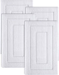DEXI Bathroom Rug Set 4 Piece 32x20, Non Slip Washable Bath Mat for Shower Floor, Absorbent Soft Bathmat with Rubber Backing, Quick Dry Microfiber Carpet, White