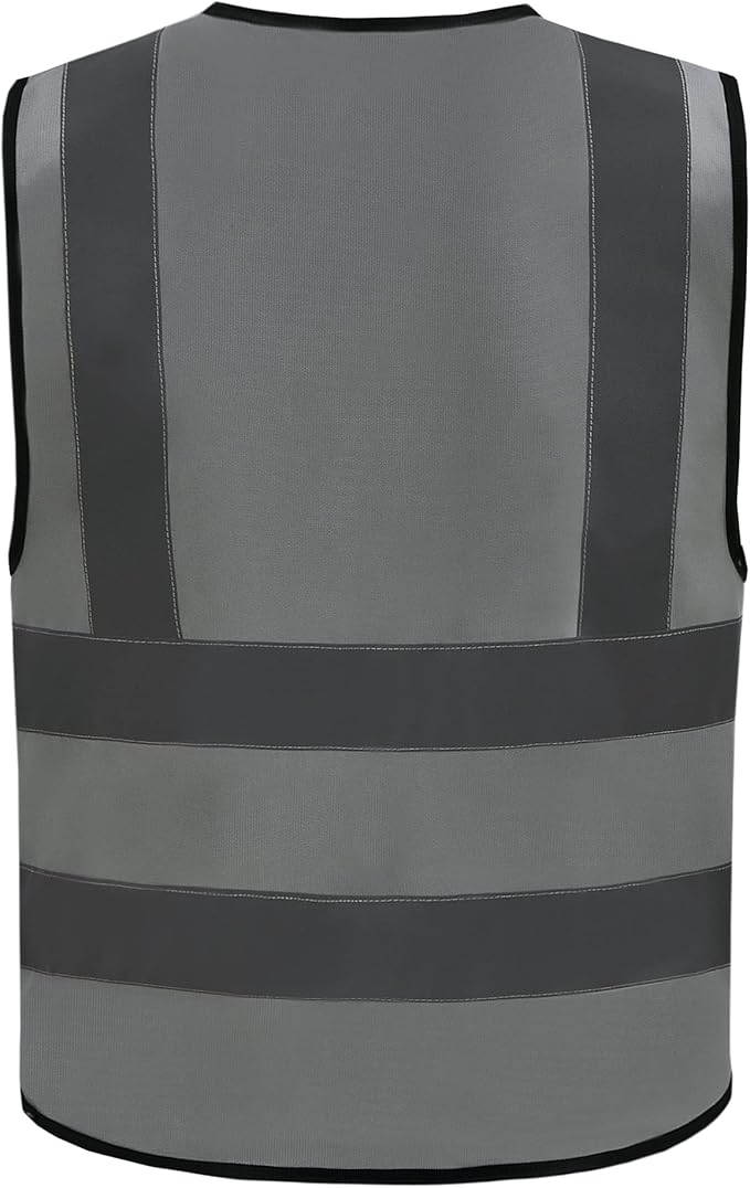A-SAFETY grey security vest with zipper pockets