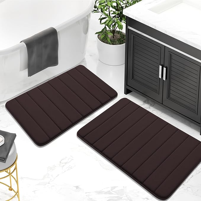 Buganda Memory Foam Bath Mat, 70" x 46", Ultra Soft and Non-Slip Bathroom Rugs, Water Absorbent and Machine Washable Bath Rug Runner for Bathroom, Shower, and Tub, Brown