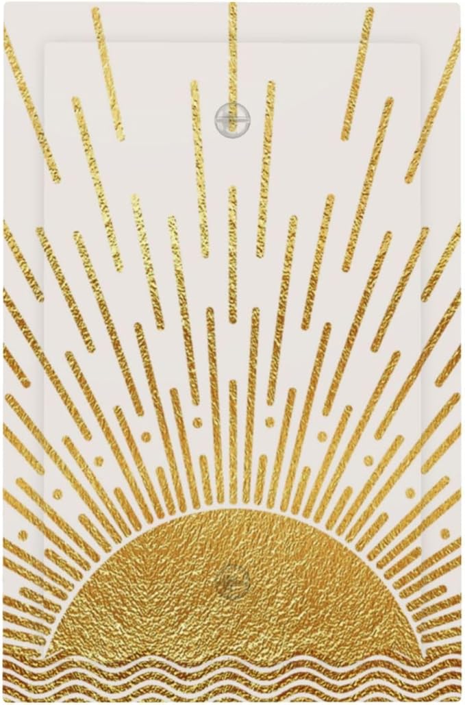 Mid Century Boho Golden Sun Sunrise Sunset Light Switch Cover Plate 1 Gang No Device Blank Electrical Wall Plates Faceplate Decorative Switch Plate for Bed Room Living Room Decor