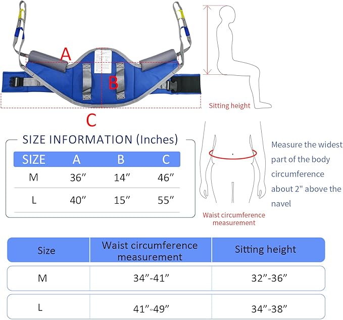 Sit to Stand Lift Patient Aid Padded Sling and Stand Assist with Back Support,Patient Lift Sling Works with Most Mobility Aids & Equipment (Large)