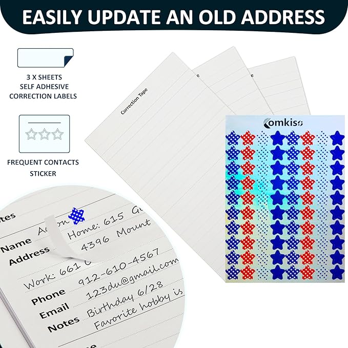 Address Book with Individual Alphabetical Tabs Laminated, Large Print Address Book with 468 Wide Lining Entry Spaces, Change of Address Labels, Hardcover Address Book 5.7 x 8.5" - Floral
