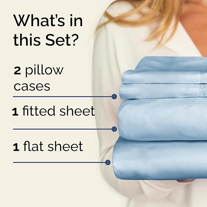 Twin 4 Piece Sheet Set - Cooling & Breathable Bed Sheets - Hotel Luxury Bed Sheets for Women, Men, Kids & Teens - Comfy Bedding w/Deep Pockets & Easy Fit - Soft & Wrinkle Free - Twin Sky Blue Sheets