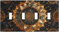 Cool Colorful Mandal Flowers Boho Floral Light Switch Covers Quad Toggle Electrical Faceplate 4 Gang Wall Plate Decorative Switch Plates for Bed Room Living Room Decor