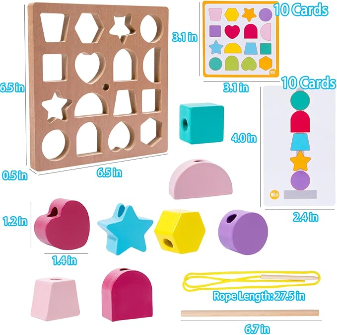 Dementia Activities for Seniors, Memory Cognitive Games for Seniors, 3-in-1 Shape Matching Alzheimers Products for Elderly, Beads Sequencing Lacing Busy Box Board Gadgets Gifts