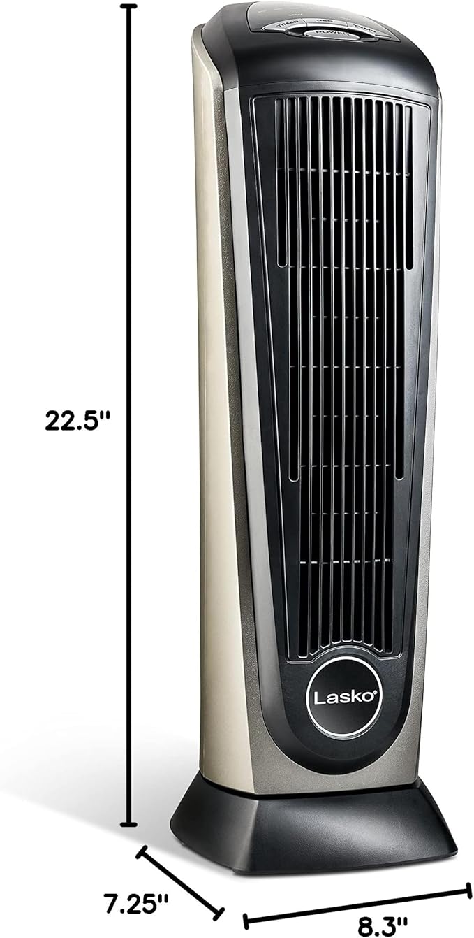 Lasko 1500W Ceramic Tower Space Heater with Remote, Thermostat, Timer & Widespread Oscillation, Portable Electric Heater for Indoor Use, Bedroom & Living Room, 751320