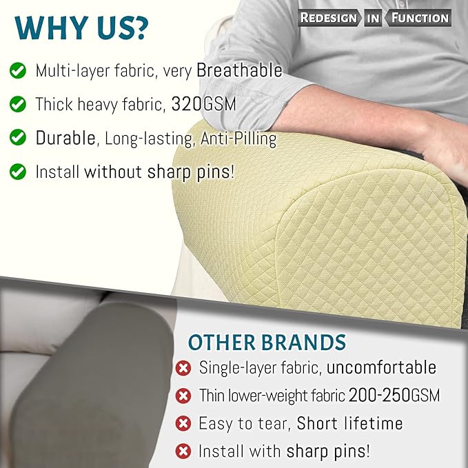 Roytub Couch Arm Covers, Sofa Arm Covers, Stretch Armrest Cover for Sofas, Armchair, Loveseat, Recliner, Sofa armrest Cover, Arm Chair Covers Set of 2(Medium, Light Yellow)