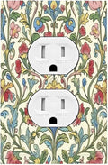Outlet Covers Boho Red Floral Morris Plant Leaves 1 Gang Duplex Light Switch Cover Decorative Switch Plates Electrical Receptacle Faceplate Wall Plate For Farmhouse Cabin Decor